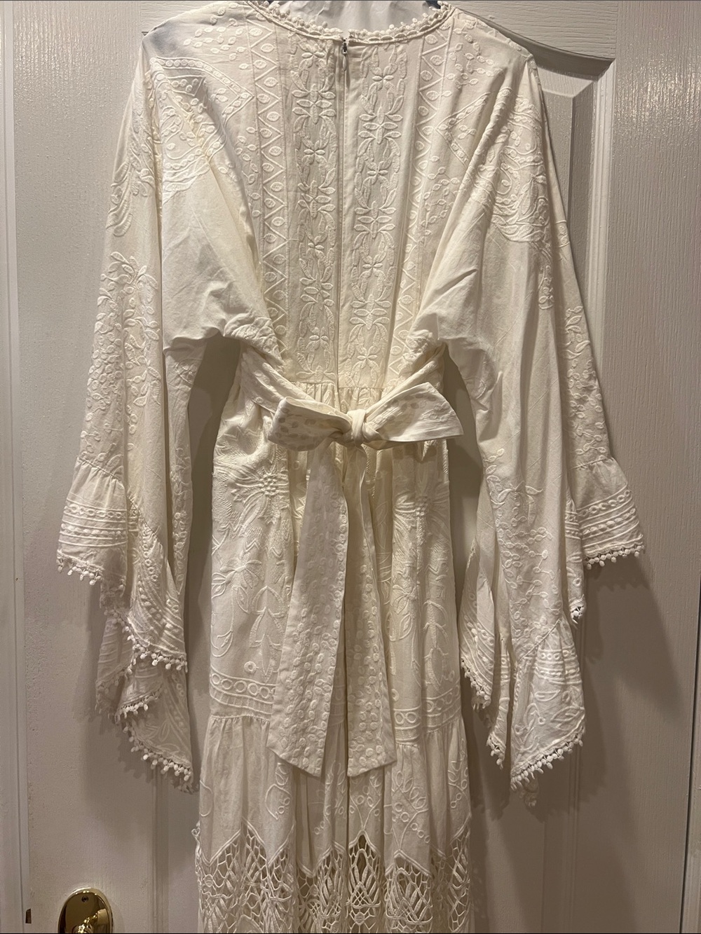 Anna Sui White Embroidered Bohemian Maxi Dress - Picture 4 of 5